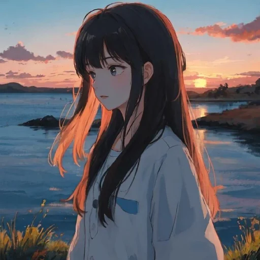 🖤 Стикер «Black (anime chan)» для Telegram