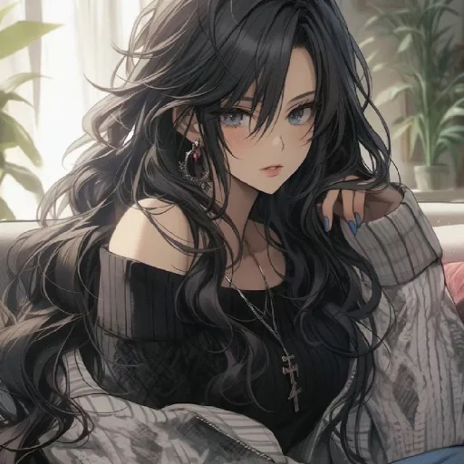 🖤 Стикер «Black (anime chan)» для Telegram