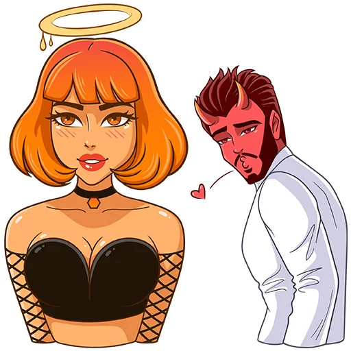 😘 Стикер «Chili Devil & Honey Angel» для Telegram