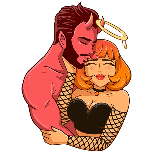 😚 Стикер «Chili Devil & Honey Angel» для Telegram