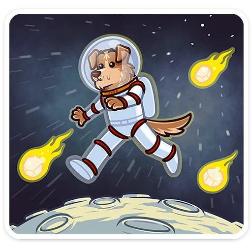 👩‍🚀 Стикер «Астропёс Стрелка» для Telegram