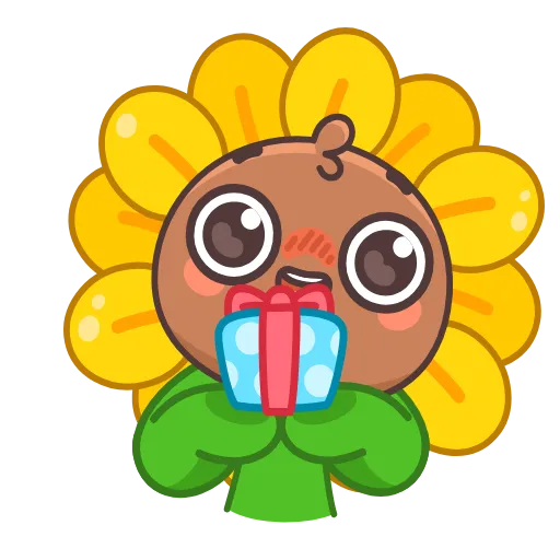 Стикер 10 🤩Sunflower emoji - ну очень миленький Подсолнух 😍