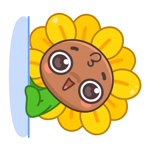 Стикер 12 🤩Sunflower emoji - ну очень миленький Подсолнух 😍