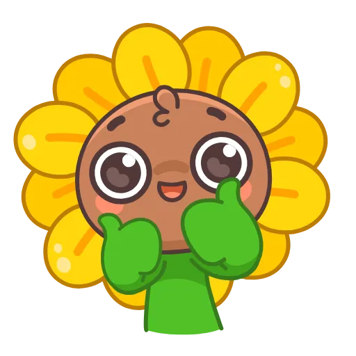 Стикер 19 🤩Sunflower emoji - ну очень миленький Подсолнух 😍