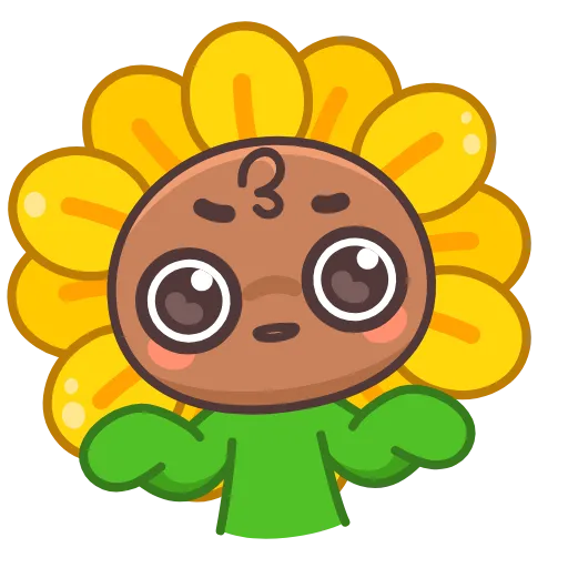 Стикер 21 🤩Sunflower emoji - ну очень миленький Подсолнух 😍
