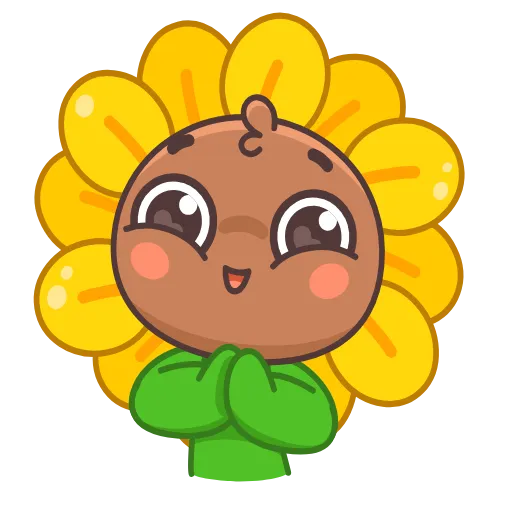 Стикер 13 🤩Sunflower emoji - ну очень миленький Подсолнух 😍
