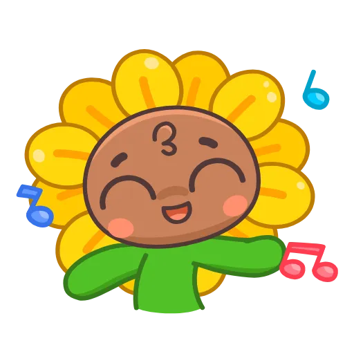 Стикер 15 🤩Sunflower emoji - ну очень миленький Подсолнух 😍