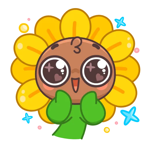 Стикер 3 🤩Sunflower emoji - ну очень миленький Подсолнух 😍