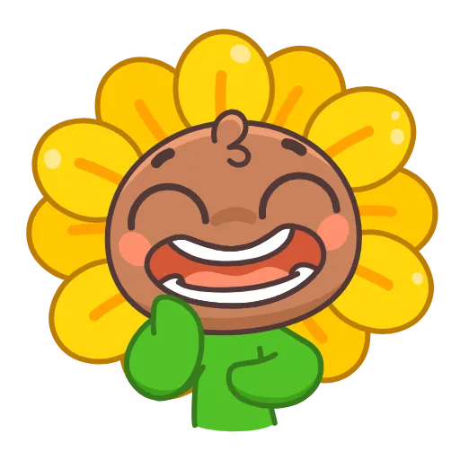 Стикер 14 🤩Sunflower emoji - ну очень миленький Подсолнух 😍