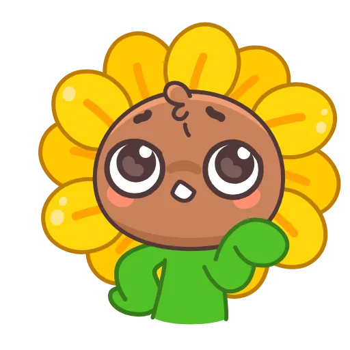 Стикер 23 🤩Sunflower emoji - ну очень миленький Подсолнух 😍