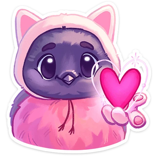 ❤️ Стикер «Свити - маленький милый комочек в шапочке с ушками» для Telegram