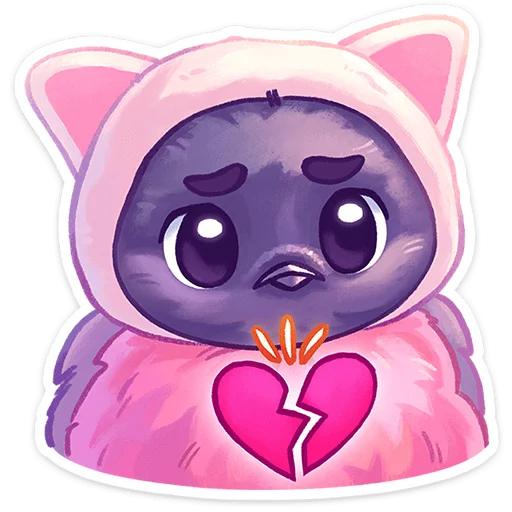 💔 Стикер «Свити - маленький милый комочек в шапочке с ушками» для Telegram
