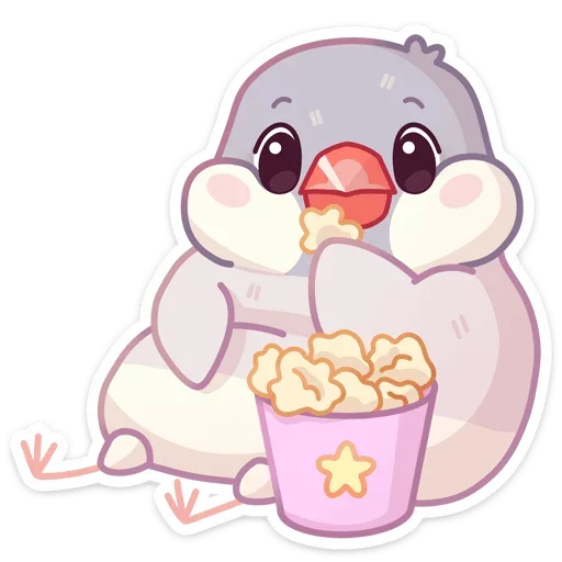 🍿 Стикер «Птичка Пухлик без надписей» для Telegram