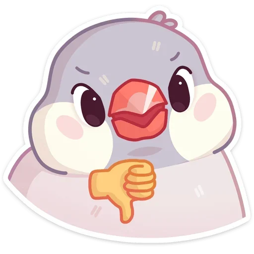👎 Стикер «Птичка Пухлик без надписей» для Telegram