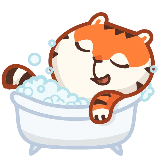 🛀 Эмодзи «Тигрёнок Персик» для Telegram