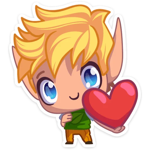 ❤️ Стикер «Веселый, застенчивый и очень влюбчивый эльф Тоби» для Telegram