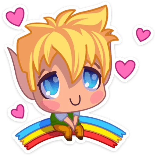 🥰 Стикер «Веселый, застенчивый и очень влюбчивый эльф Тоби» для Telegram