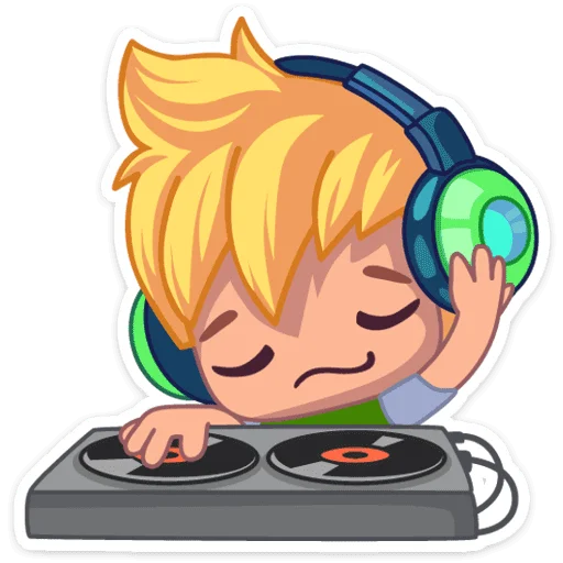 🎧 Стикер «Веселый, застенчивый и очень влюбчивый эльф Тоби» для Telegram