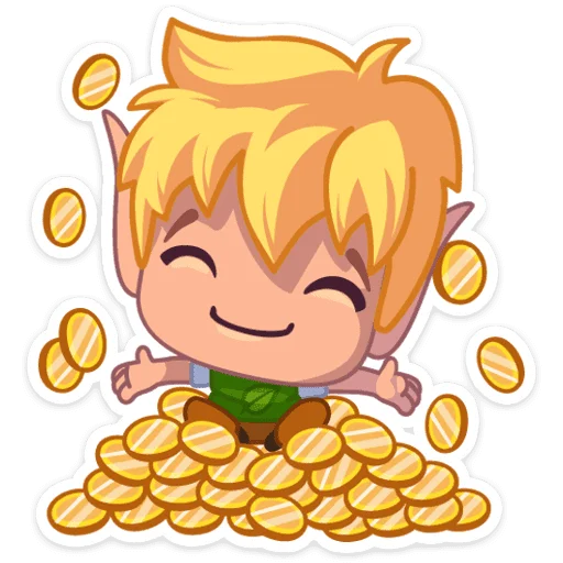 🤑 Стикер «Веселый, застенчивый и очень влюбчивый эльф Тоби» для Telegram
