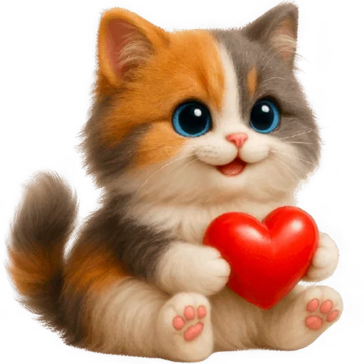 ❤️ Стикер «Трехцветный котик» для Telegram