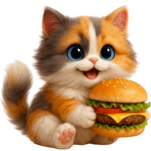 🍔 Стикер «Трехцветный котик» для Telegram