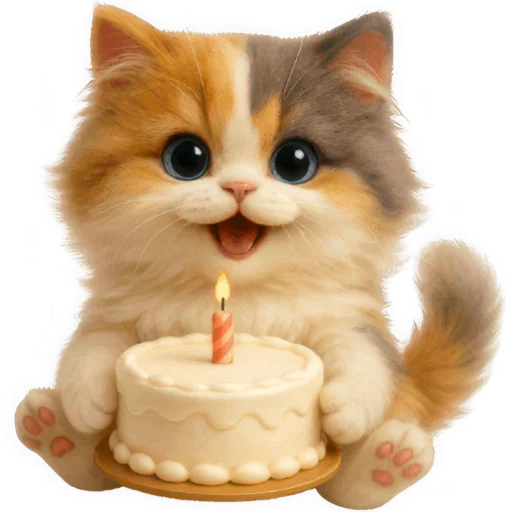 🎂 Стикер «Трехцветный котик» для Telegram