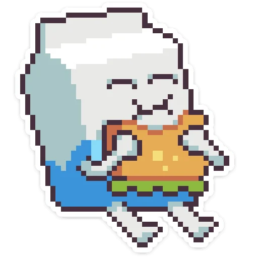 🍔 Стикер «Молоко, лучок и бургер. Троечка - Пиксельное трио» для Telegram