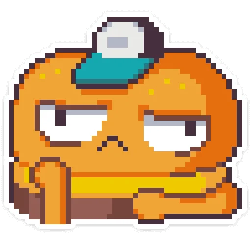 😒 Стикер «Молоко, лучок и бургер. Троечка - Пиксельное трио» для Telegram