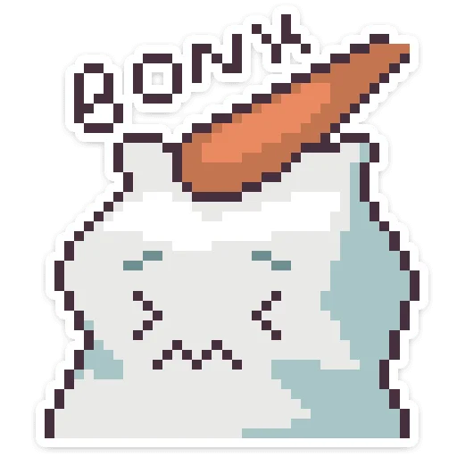 😵 Стикер «Молоко, лучок и бургер. Троечка - Пиксельное трио» для Telegram