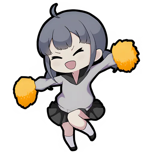 🥳 Стикер «Тян с косичками» для Telegram