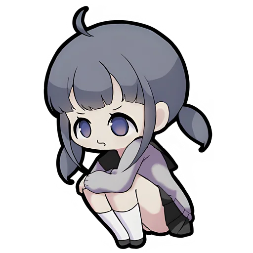 😔 Стикер «Тян с косичками» для Telegram