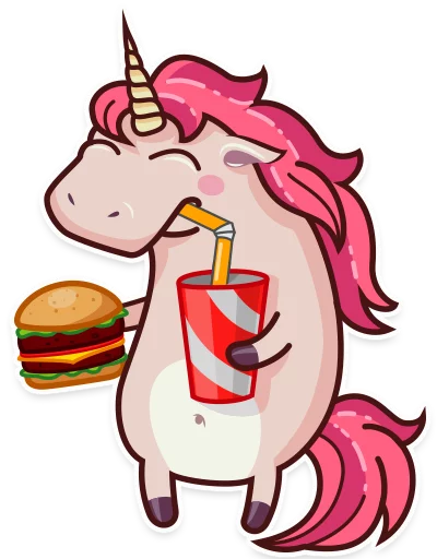 🍔 Стикер «Stella the Unicorn» для Telegram
