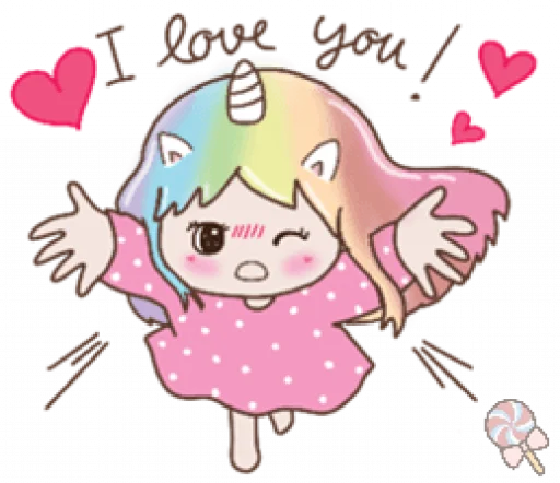 🦄 Стикер «Uni girl in love» для Telegram
