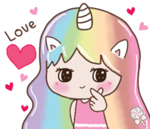 🦄 Стикер «Uni girl in love» для Telegram