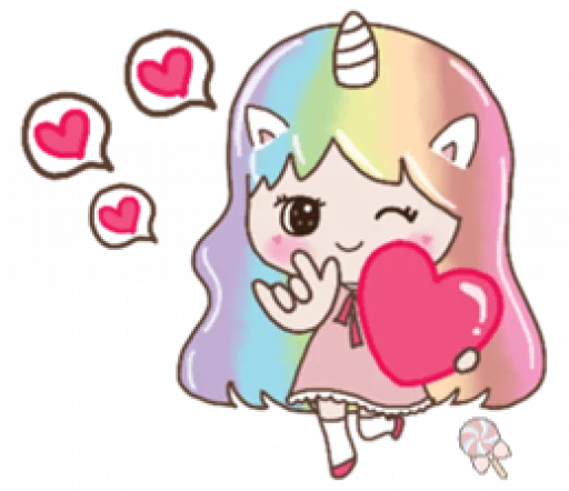 🦄 Стикер «Uni girl in love» для Telegram