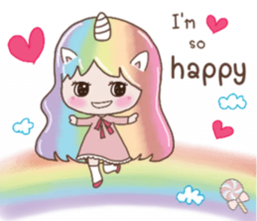 🦄 Стикер «Uni girl in love» для Telegram