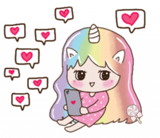 🦄 Стикер «Uni girl in love» для Telegram