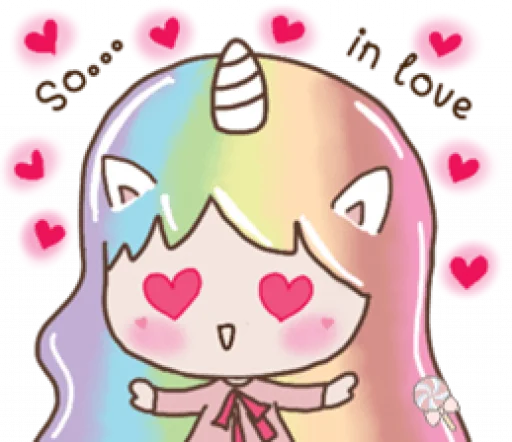 🦄 Стикер «Uni girl in love» для Telegram