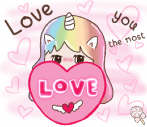 🦄 Стикер «Uni girl in love» для Telegram