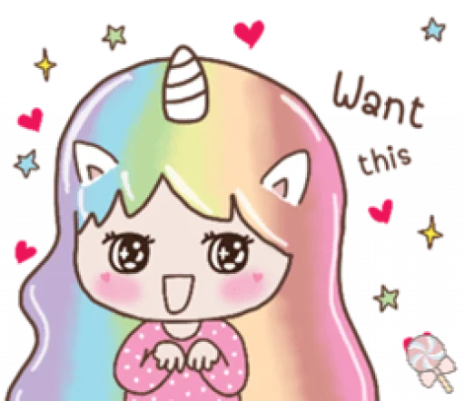 🦄 Стикер «Uni girl in love» для Telegram