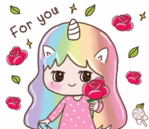 🦄 Стикер «Uni girl in love» для Telegram