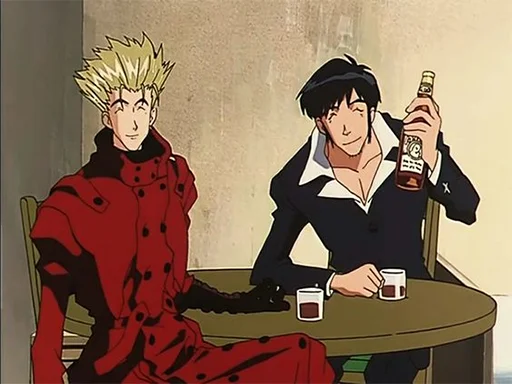 🍷 Стикер «The Human Tragedy of Vash The Stampede Trigun» для Telegram