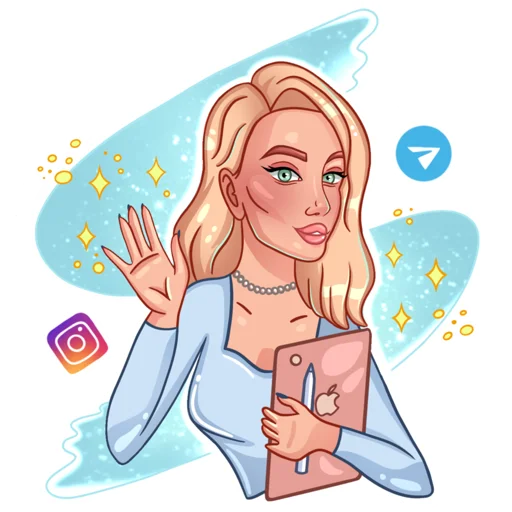Стикерпак Девушка иллюстратор для Telegram
