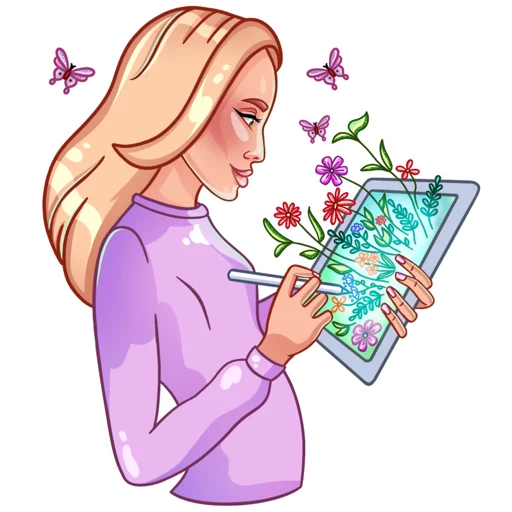 👩‍🎨 Стикер «Девушка иллюстратор» для Telegram