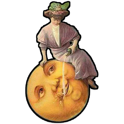 Стикерпак Moons from vintage postcards для Telegram