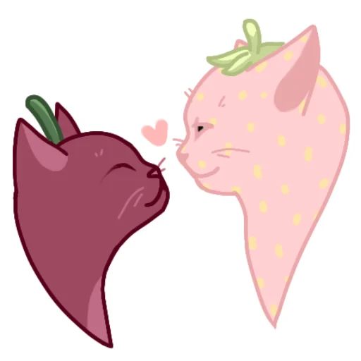 ❤ Стикер «Клубникот и Вишкотя» для Telegram