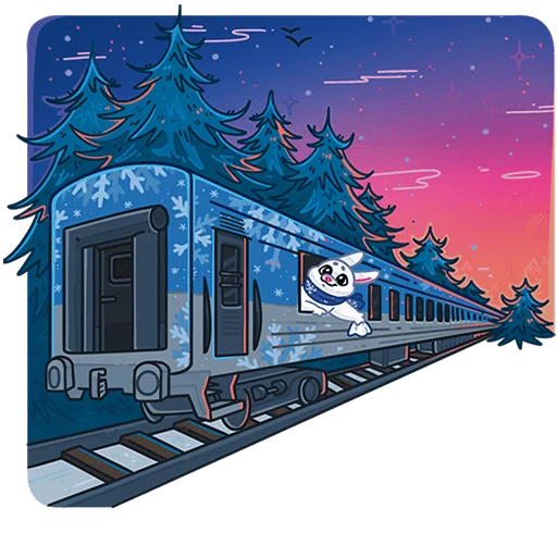 🎄 Стикер «Поезд Деда Мороза 2026 Без Текста» для Telegram