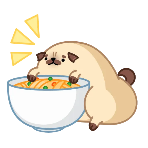 🍜 Стикер «Мопс Моши» для Telegram