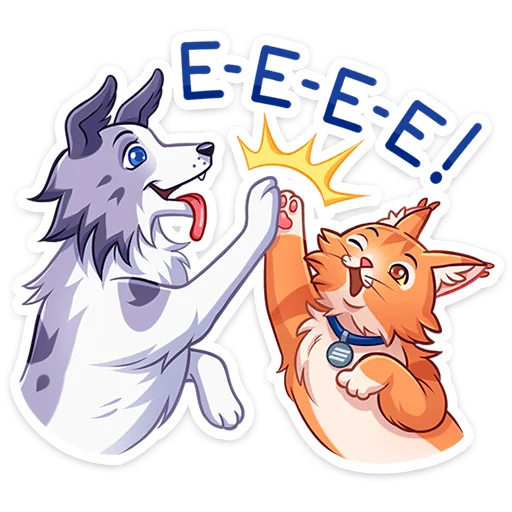 ⭐ Стикер «Пёс и кот – хорошие соседи.» для Telegram