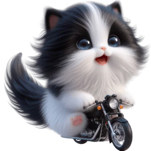 🏍 Стикер «Чернобелая киса» для Telegram